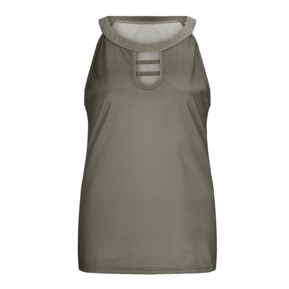 Womens Summertime Army Green - Olive Green Sleeveless Loose Fit Tank Top - Picture 2 of 3